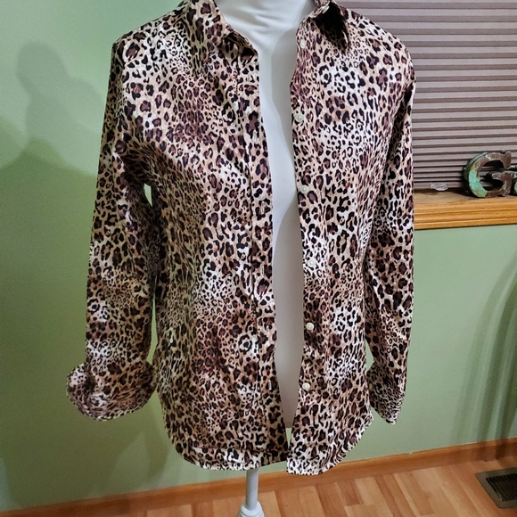 Chaps Tops - Chaps animal print button down blouse.  Medium